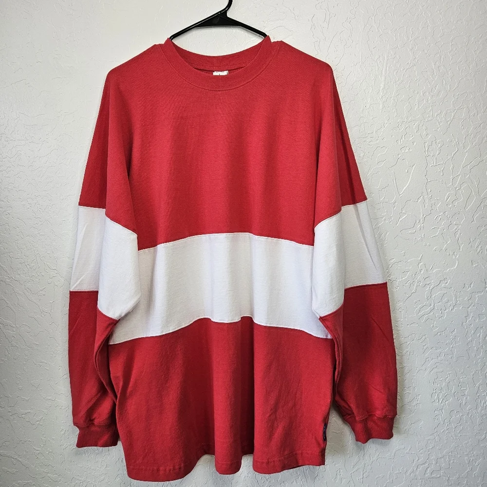 Spirit Jersey Sz Large Oversized Sweatshirt Striped Pullover Crew Neck Tee NWOT - Picture 3 of 10